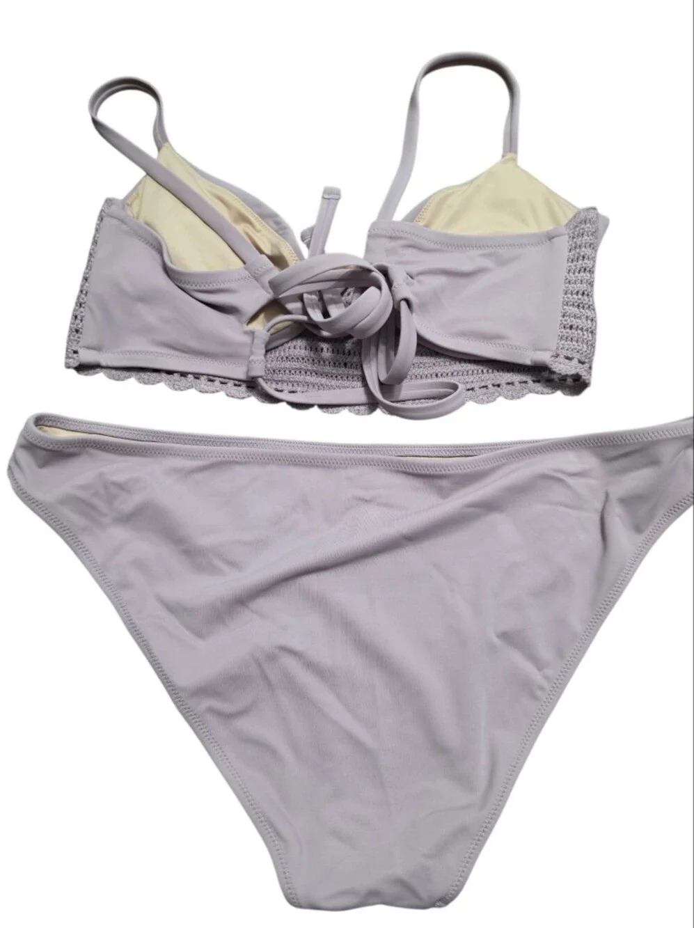 Shade & Shore Lilac Purple Bikini L Crocheted Underwire Top 36D